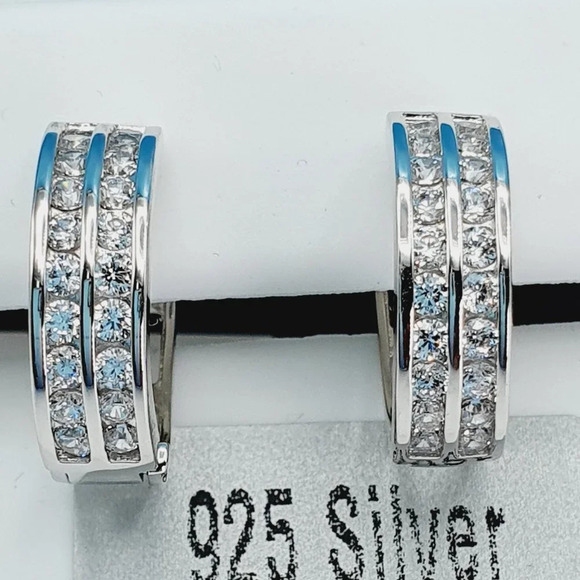 "925 Sterling Silver Cubic Zirconia Earrings, UU1P6A6126 - Picture 4 of 10
